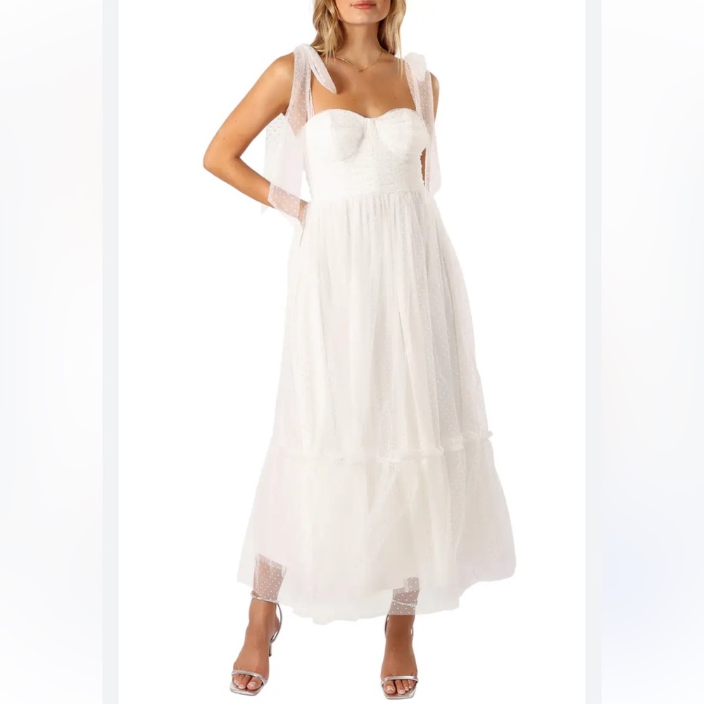 Petal & Pup Floret Bow Strap Sweetheart Neck Maxi Dress